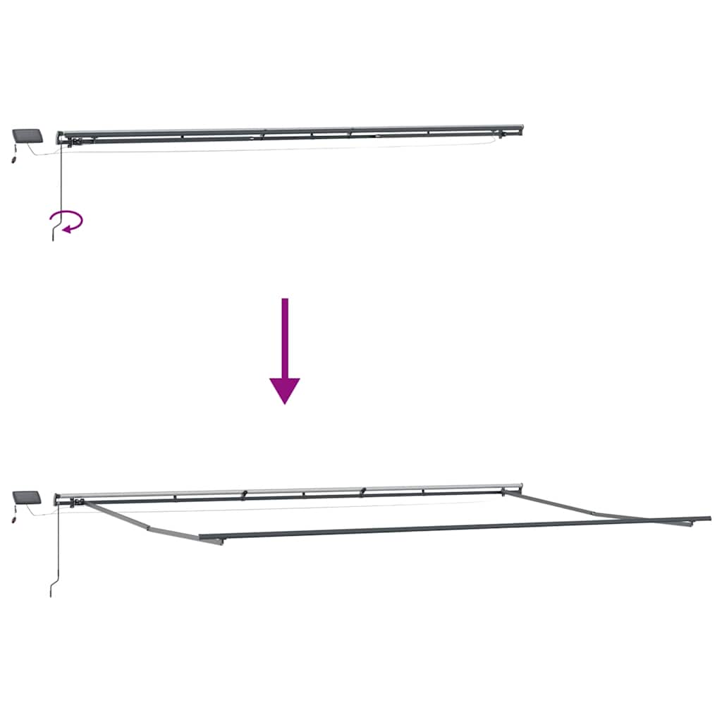 vidaXL Manual Retractable Awning with LEDs Anthracite&White 600x300 cm
