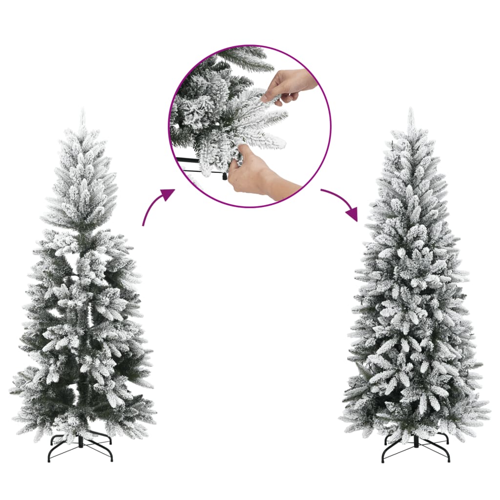 vidaXL Artificial Slim Christmas Tree with Flocked Snow 120 cm PVC&PE
