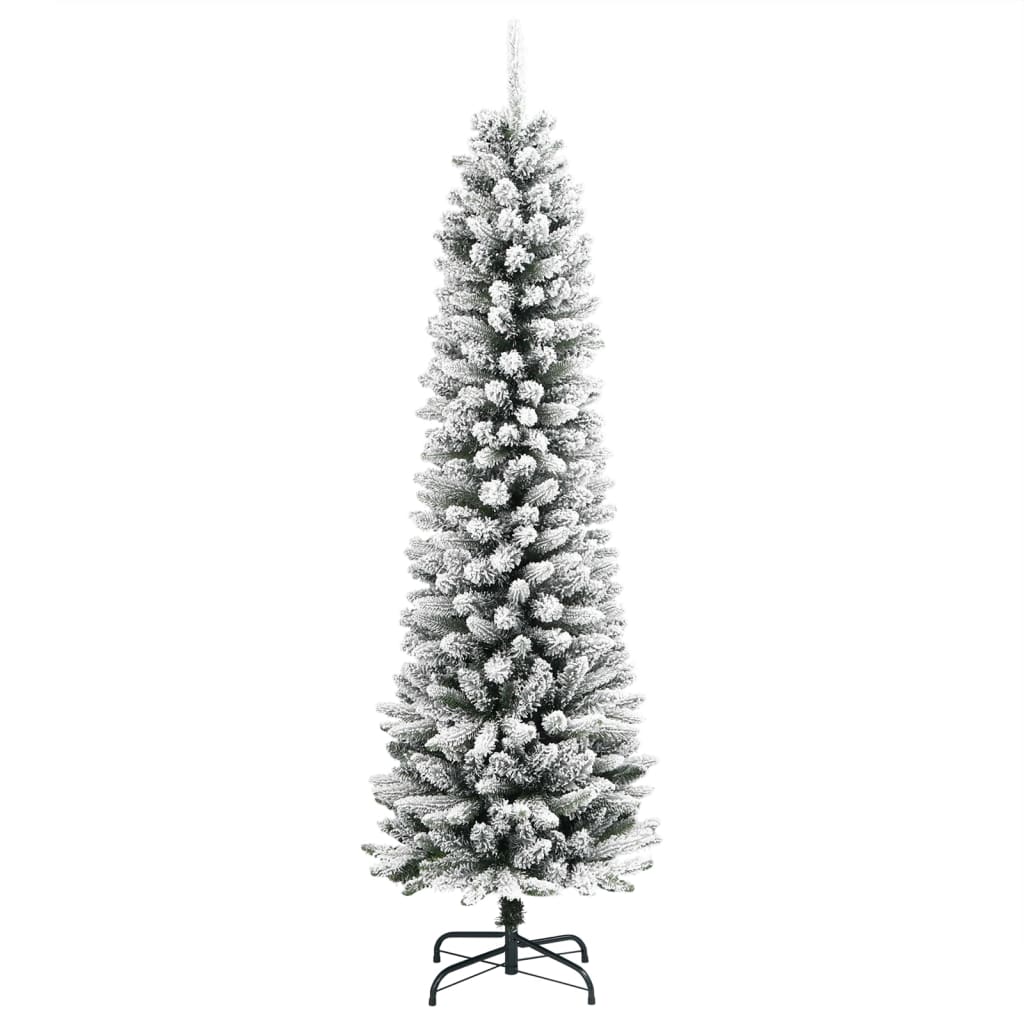 vidaXL Artificial Slim Christmas Tree with Flocked Snow 150 cm PVC&PE