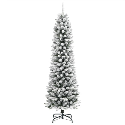 vidaXL Artificial Slim Christmas Tree with Flocked Snow 150 cm PVC&PE