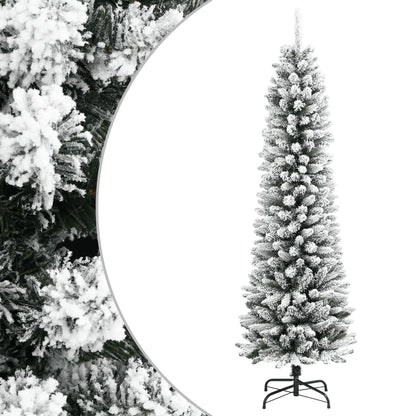 vidaXL Artificial Slim Christmas Tree with Flocked Snow 240 cm PVC&PE