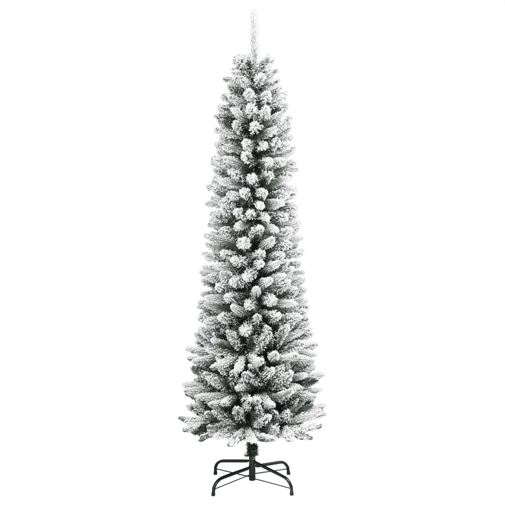 vidaXL Artificial Slim Christmas Tree with Flocked Snow 240 cm PVC&PE