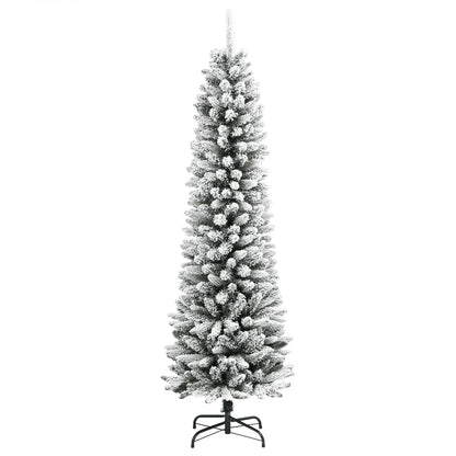 vidaXL Artificial Slim Christmas Tree with Flocked Snow 240 cm PVC&PE