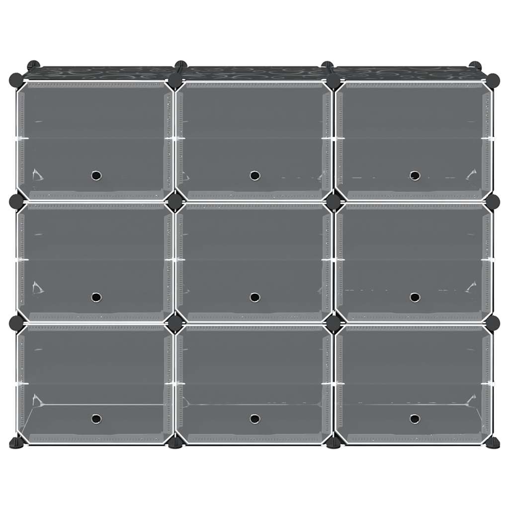 vidaXL Storage Cube Organiser with 9 Cubes and Doors Black PP