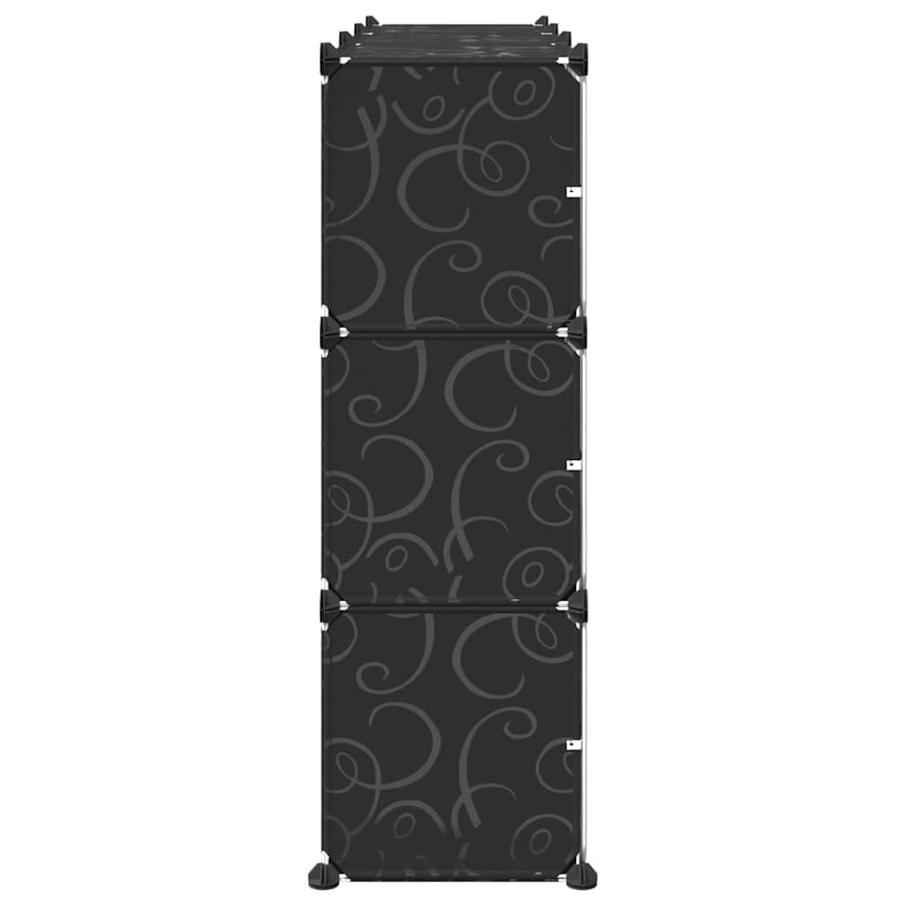 vidaXL Storage Cube Organiser with 9 Cubes and Doors Black PP