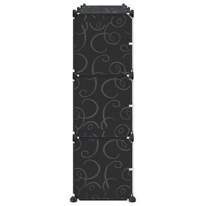 vidaXL Storage Cube Organiser with 9 Cubes and Doors Black PP