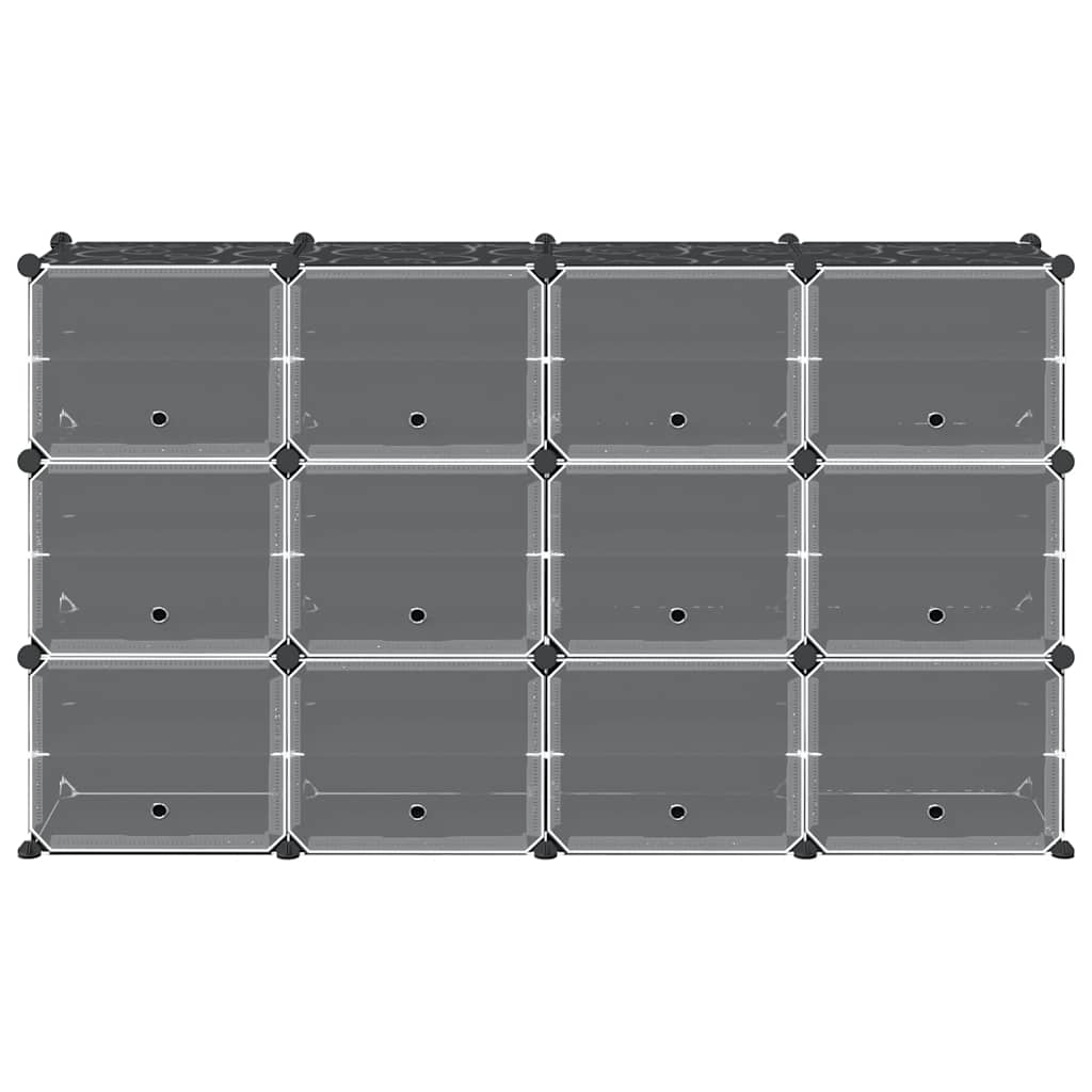 vidaXL Storage Cube Organiser with 12 Cubes and Doors Black PP