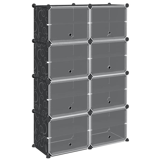 vidaXL Storage Cube Organiser with 8 Cubes and Doors Black PP
