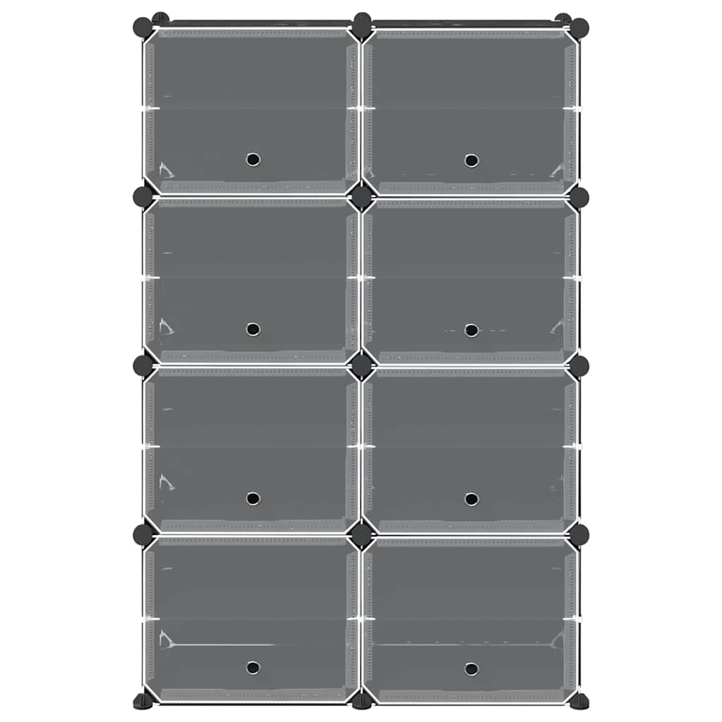 vidaXL Storage Cube Organiser with 8 Cubes and Doors Black PP