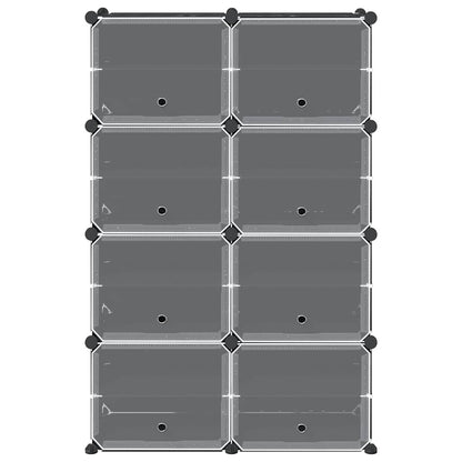vidaXL Storage Cube Organiser with 8 Cubes and Doors Black PP
