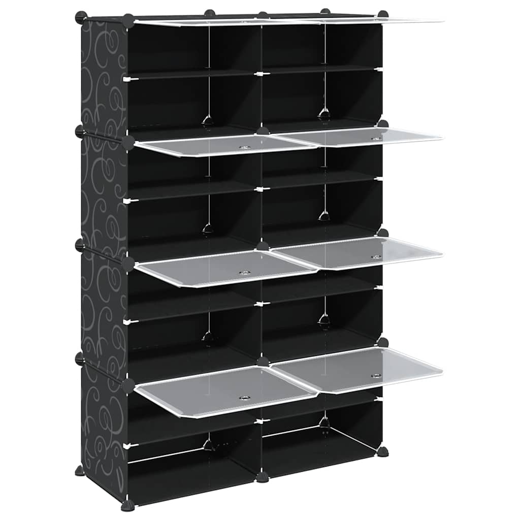 vidaXL Storage Cube Organiser with 8 Cubes and Doors Black PP