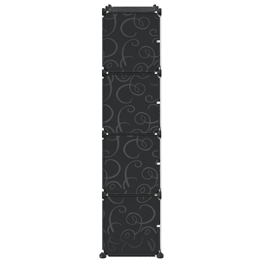 vidaXL Storage Cube Organiser with 8 Cubes and Doors Black PP