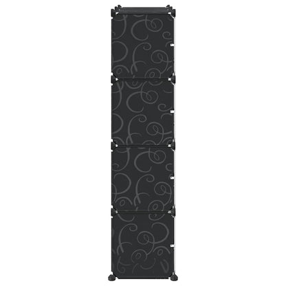 vidaXL Storage Cube Organiser with 8 Cubes and Doors Black PP