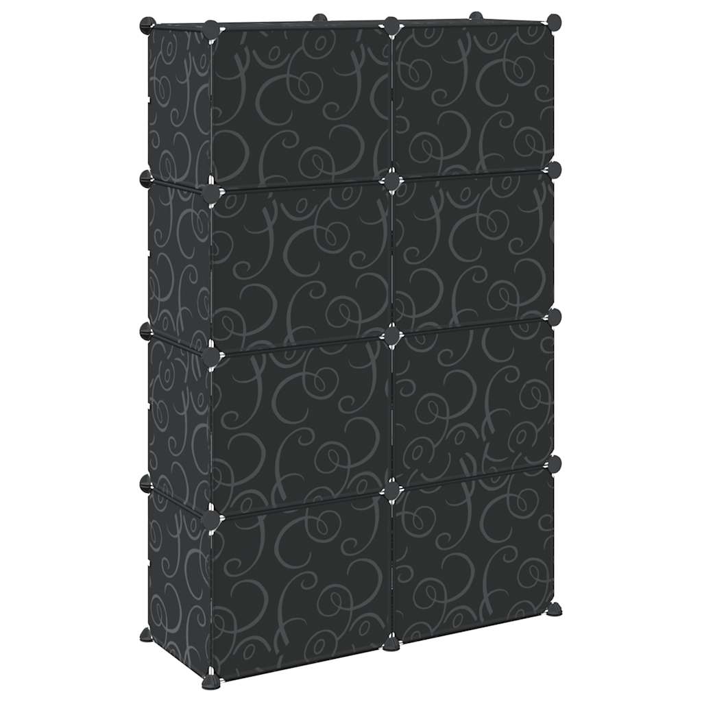 vidaXL Storage Cube Organiser with 8 Cubes and Doors Black PP