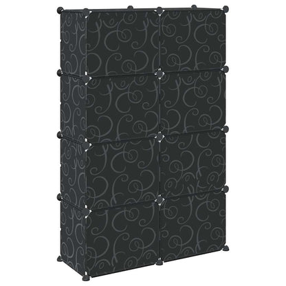 vidaXL Storage Cube Organiser with 8 Cubes and Doors Black PP