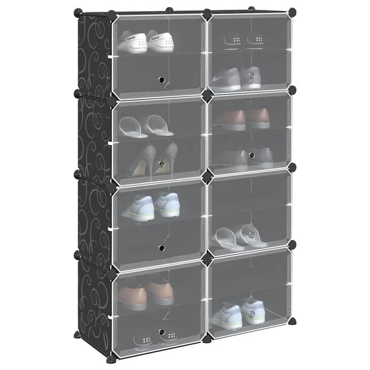vidaXL Storage Cube Organiser with 8 Cubes and Doors Black PP