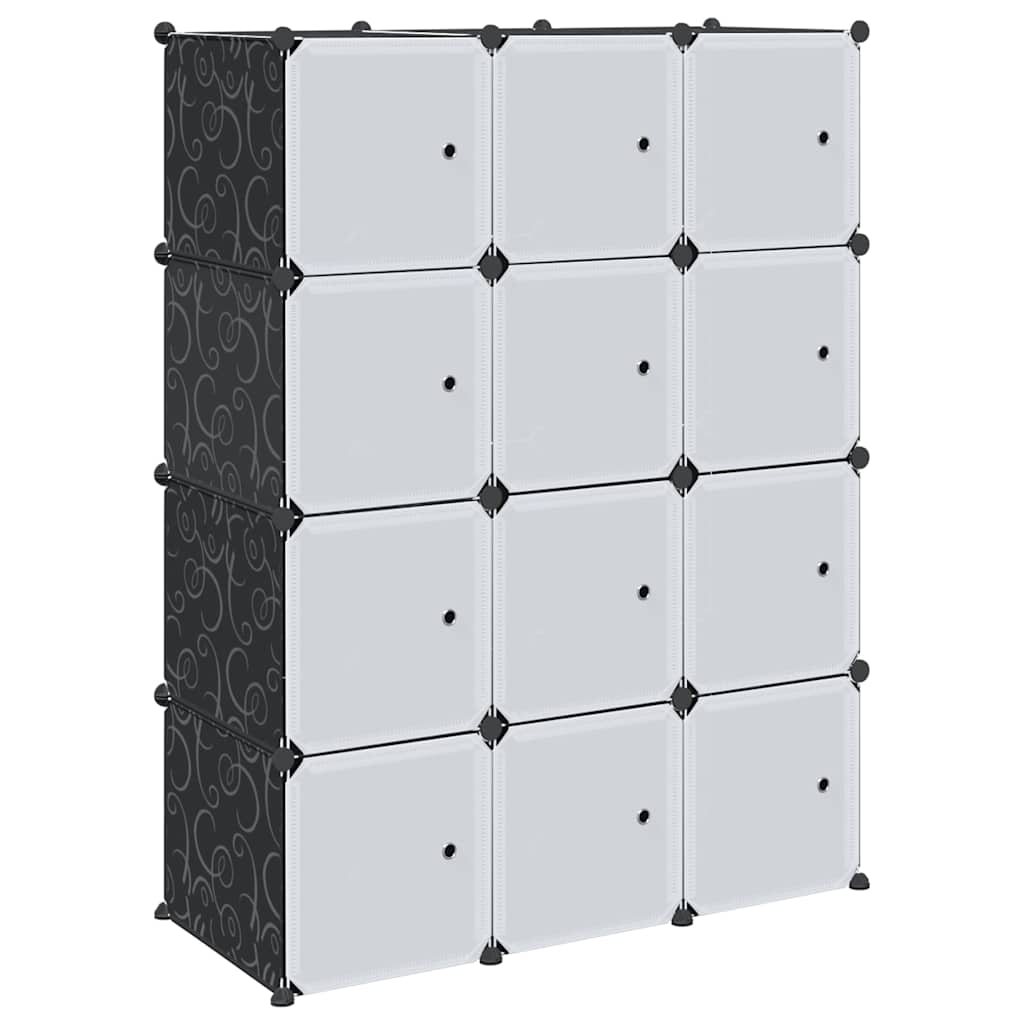 vidaXL Storage Cube Organiser with 12 Cubes and Hanging Rods PP