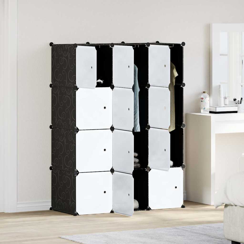 vidaXL Storage Cube Organiser with 12 Cubes and Hanging Rods PP