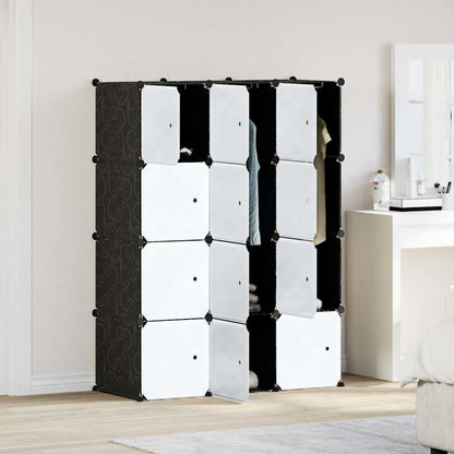 vidaXL Storage Cube Organiser with 12 Cubes and Hanging Rods PP
