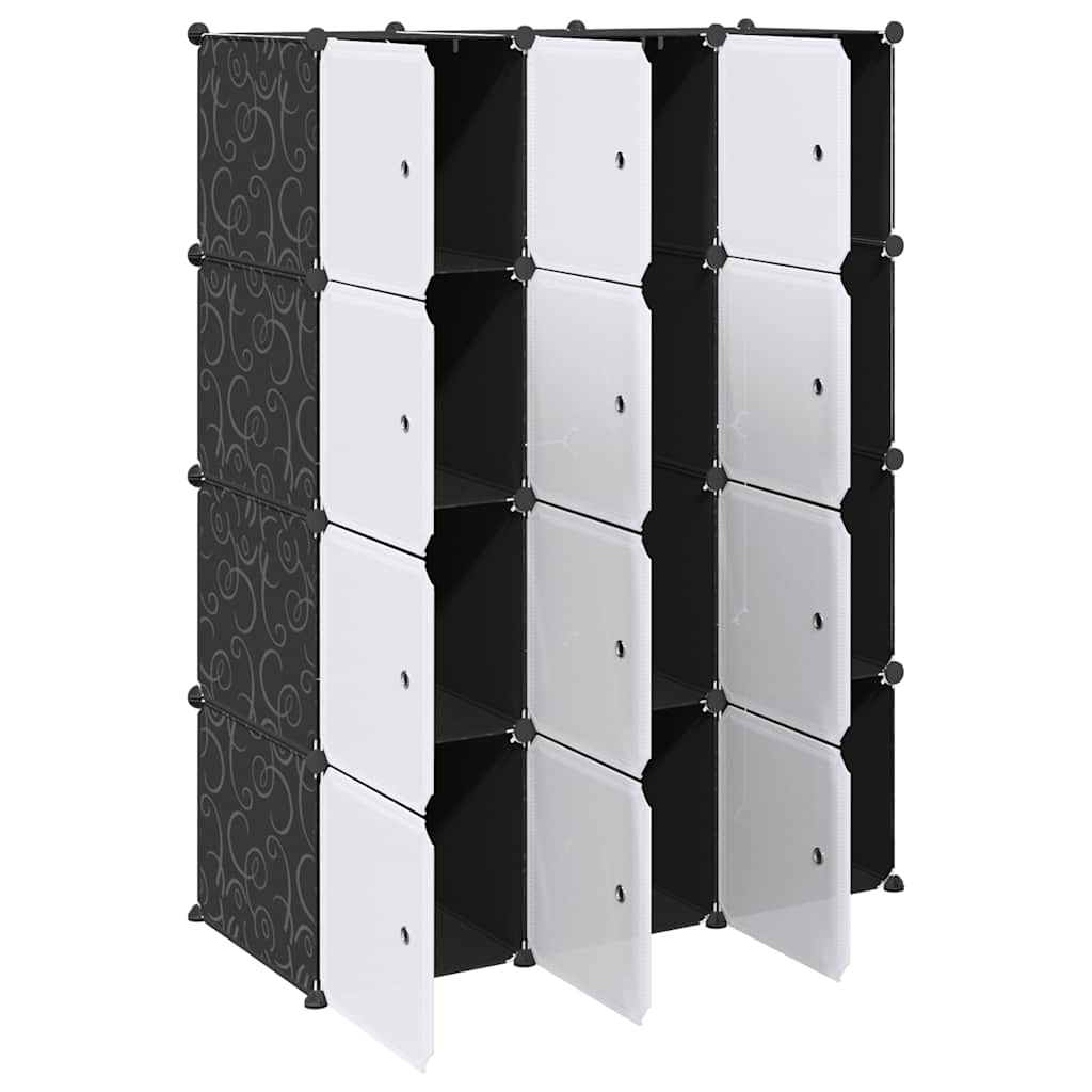 vidaXL Storage Cube Organiser with 12 Cubes and Hanging Rods PP