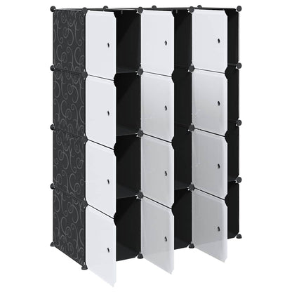 vidaXL Storage Cube Organiser with 12 Cubes and Hanging Rods PP