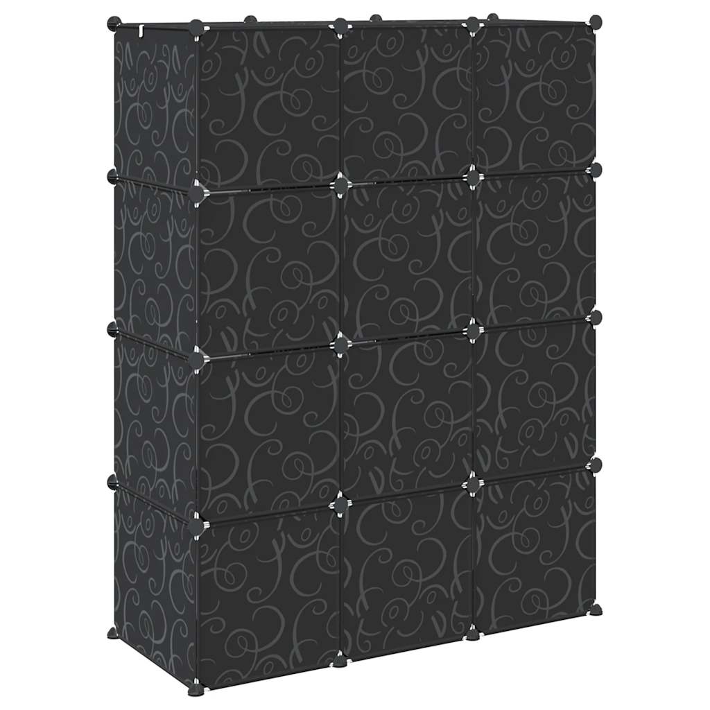 vidaXL Storage Cube Organiser with 12 Cubes and Hanging Rods PP