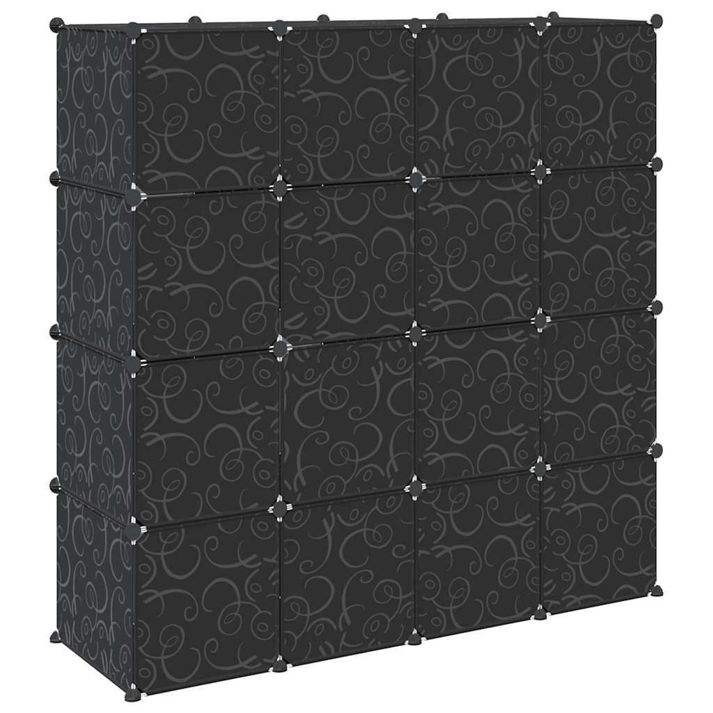 vidaXL Storage Cube Organiser with 16 Cubes and Hanging Rods PP