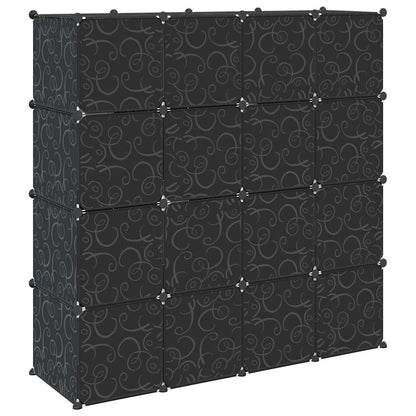 vidaXL Storage Cube Organiser with 16 Cubes and Hanging Rods PP