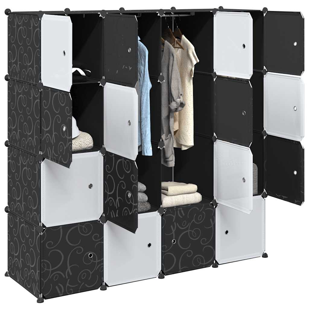 vidaXL Storage Cube Organiser with 16 Cubes and Hanging Rods PP