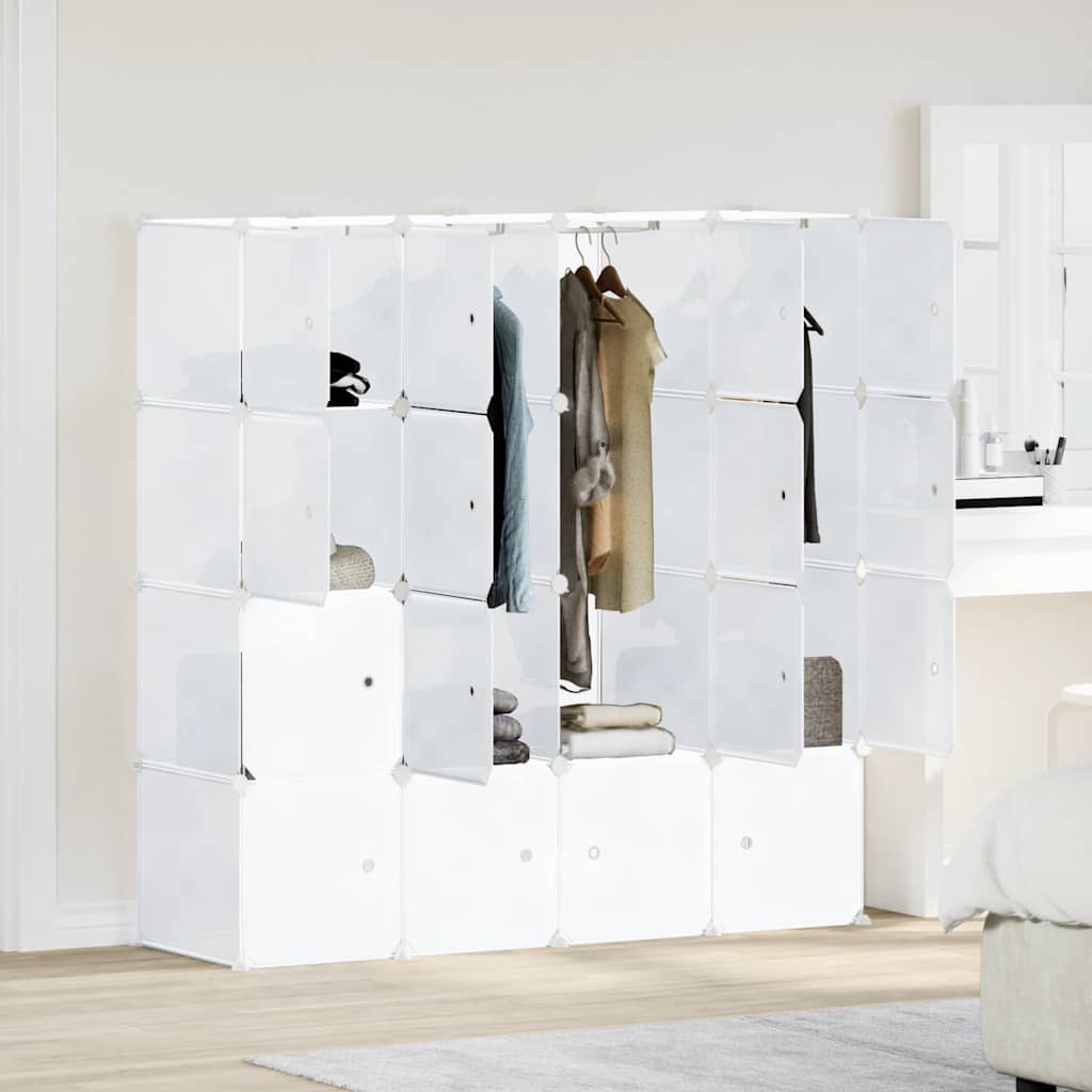 vidaXL Storage Cube Organiser with 16 Cubes and Hanging Rods PP