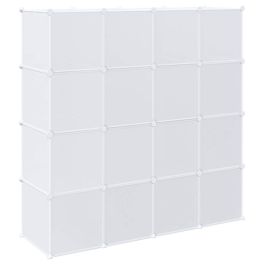 vidaXL Storage Cube Organiser with 16 Cubes and Hanging Rods PP