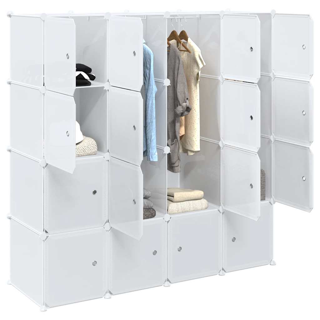 vidaXL Storage Cube Organiser with 16 Cubes and Hanging Rods PP
