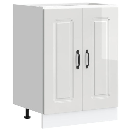 vidaXL Sink Base Cabinet "Kalmar" High Gloss White 60x46x81,5 cm Engineered Wood
