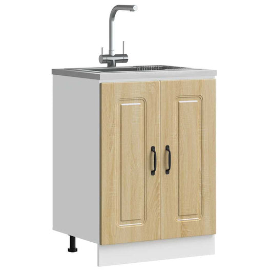 vidaXL Sink Base Cabinet "Kalmar" Sonoma Oak 60x46x81,5 cm Engineered Wood