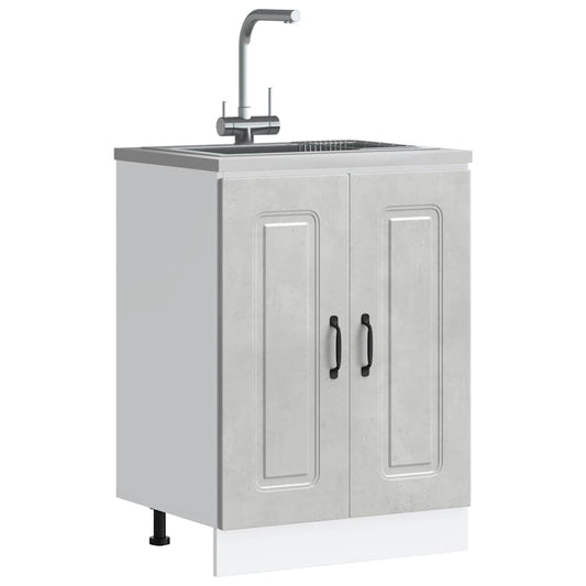 vidaXL Sink Base Cabinet "Kalmar" Concrete Grey 60x46x81,5 cm Engineered Wood