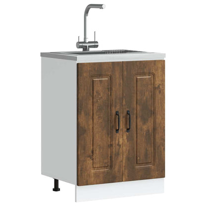 vidaXL Sink Base Cabinet "Kalmar" Smoked Oak 60x46x81,5 cm Engineered Wood