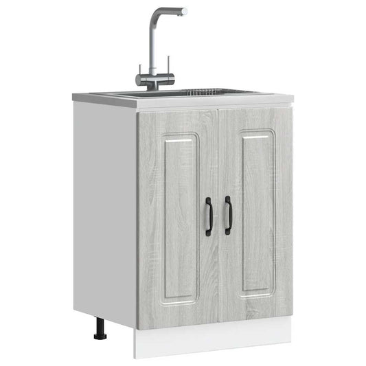 vidaXL Sink Base Cabinet "Kalmar" Grey Sonoma 60x46x81,5 cm Engineered Wood