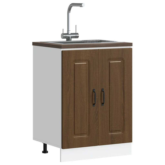vidaXL Sink Base Cabinet "Kalmar" Brown Oak 60x46x81,5 cm Engineered Wood