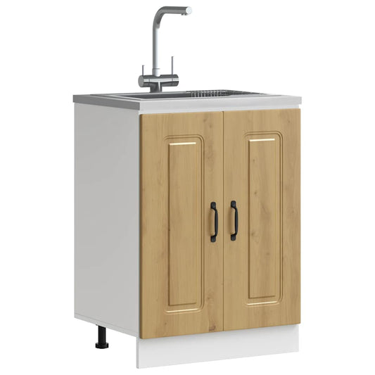 vidaXL Sink Base Cabinet "Kalmar" Artisan Oak 60x46x81,5 cm Engineered Wood