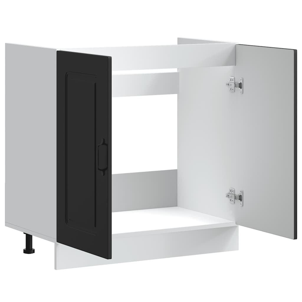 vidaXL Sink Base Cabinet Kalmar Black 80x46x81.5 cm Engineered Wood