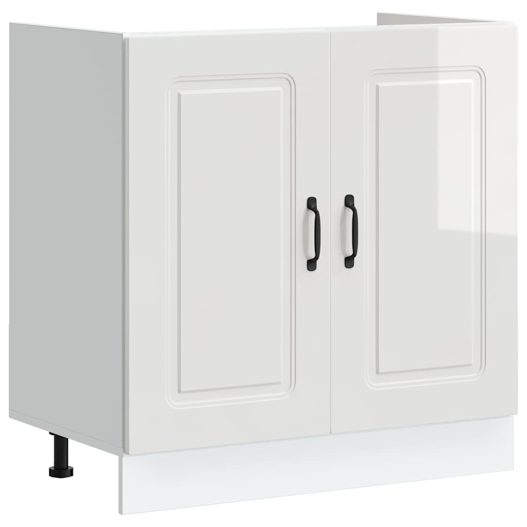 vidaXL Sink Base Cabinet "Kalmar" High Gloss White 80x46x81,5 cm Engineered Wood