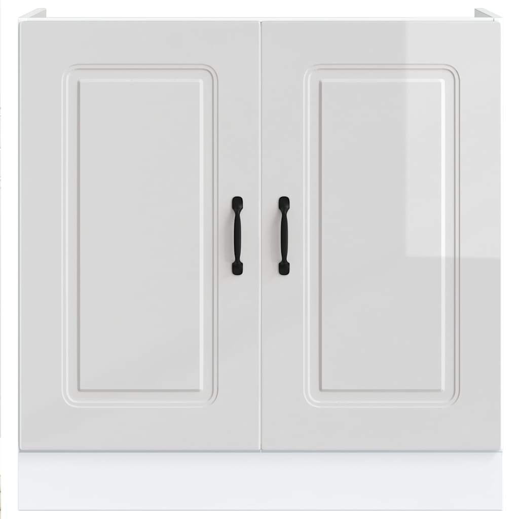 vidaXL Sink Base Cabinet Kalmar High Gloss White 80x46x81.5 cm Engineered Wood