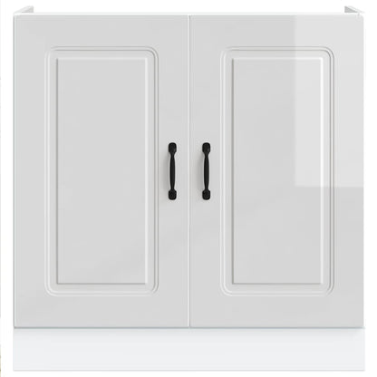 vidaXL Sink Base Cabinet "Kalmar" High Gloss White 80x46x81,5 cm Engineered Wood