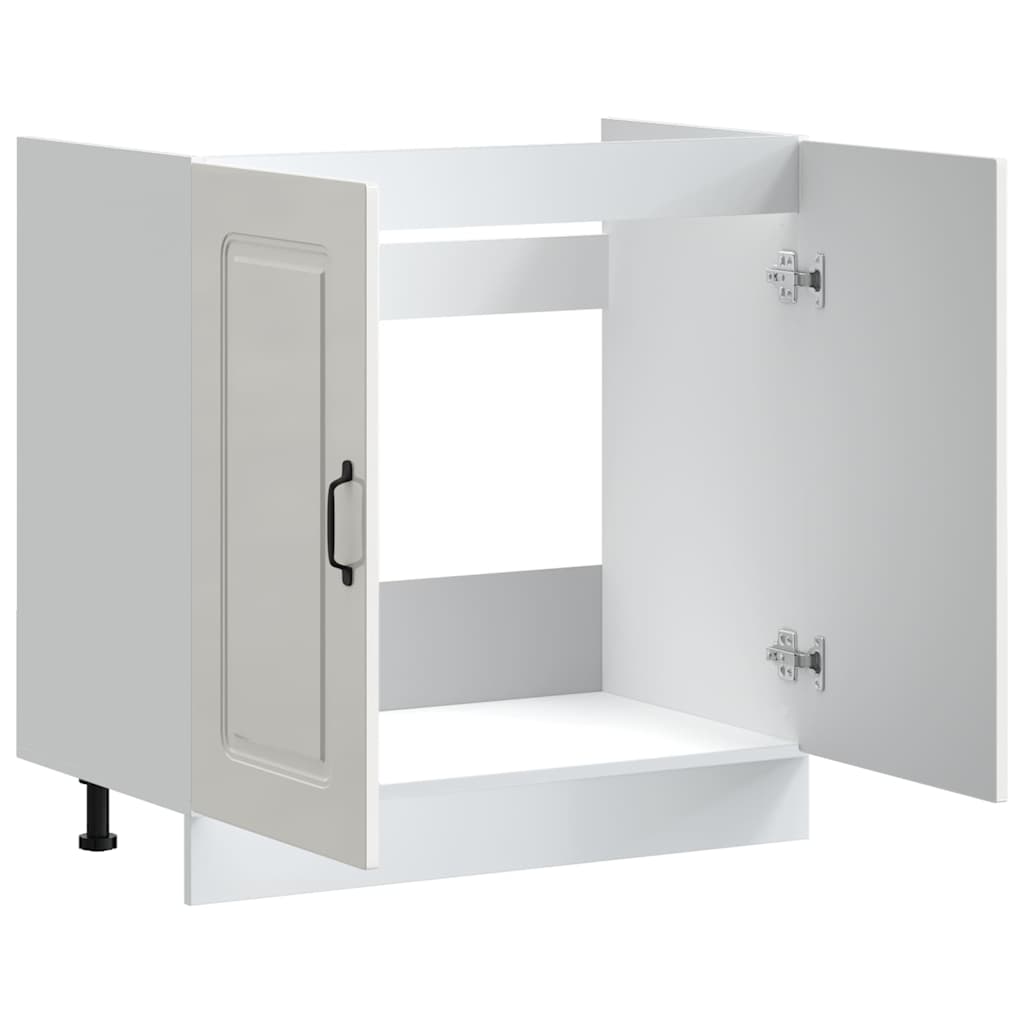 vidaXL Sink Base Cabinet "Kalmar" High Gloss White 80x46x81,5 cm Engineered Wood