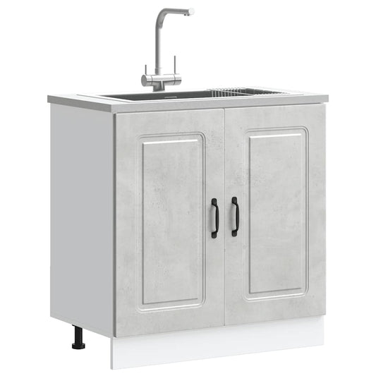 vidaXL Sink Base Cabinet "Kalmar" Concrete Grey 80x46x81,5 cm Engineered Wood