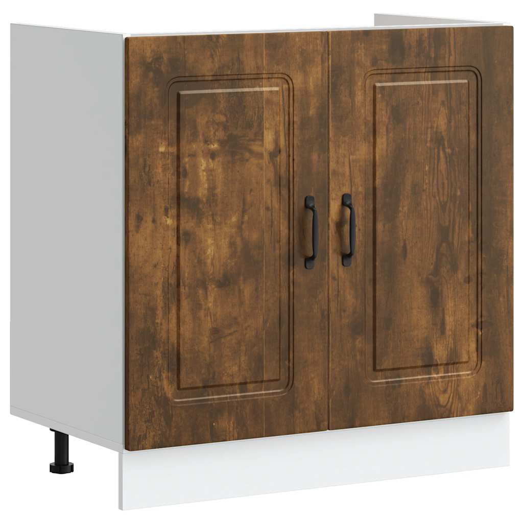 vidaXL Sink Base Cabinet Kalmar Smoked Oak 80x46x81.5 cm Engineered Wood