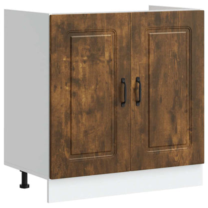 vidaXL Sink Base Cabinet Kalmar Smoked Oak 80x46x81.5 cm Engineered Wood