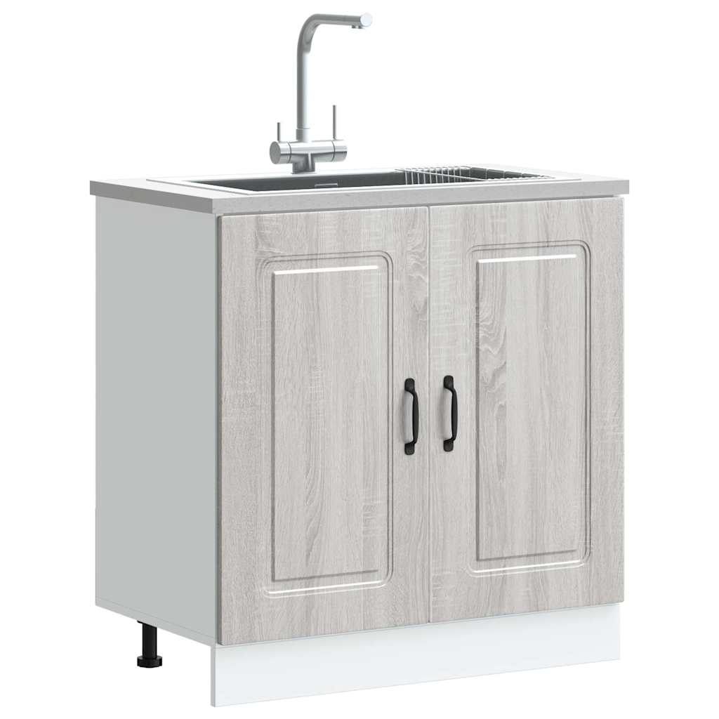 vidaXL Sink Base Cabinet "Kalmar" Grey Sonoma 80x46x81,5 cm Engineered Wood
