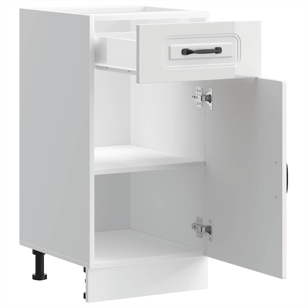 vidaXL Kitchen Base Cabinet Kalmar High Gloss White Engineered Wood
