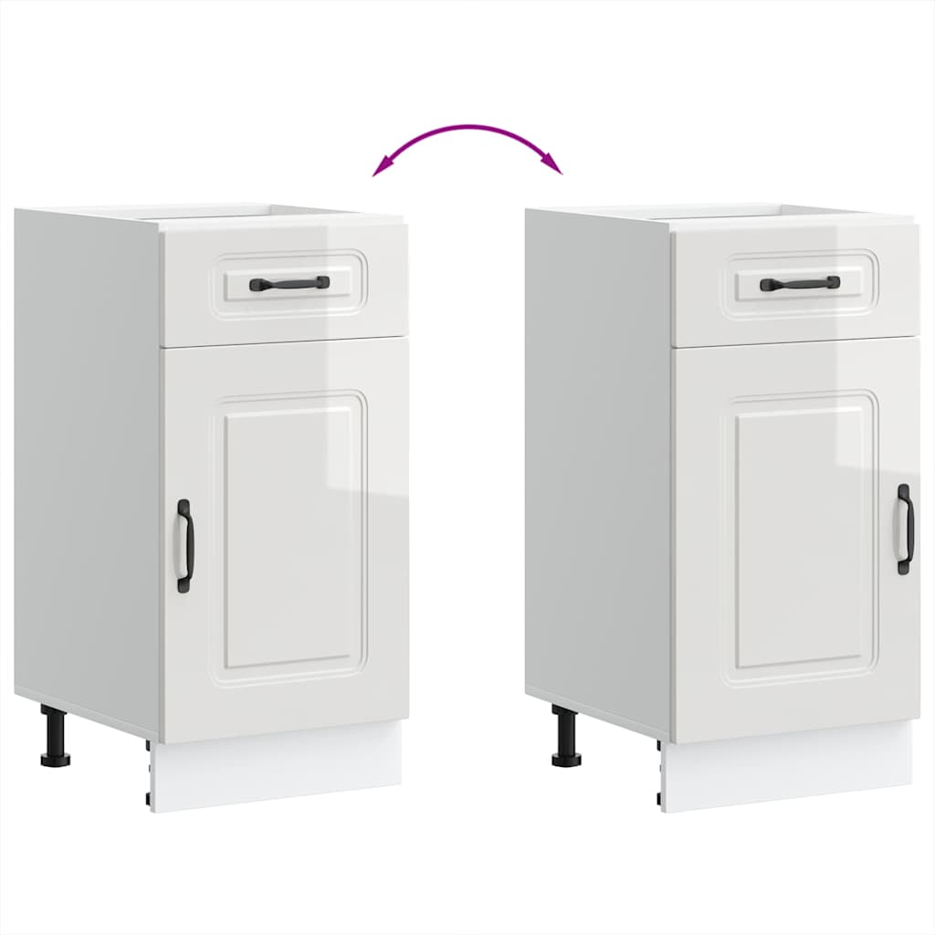 vidaXL Kitchen Base Cabinet Kalmar High Gloss White Engineered Wood